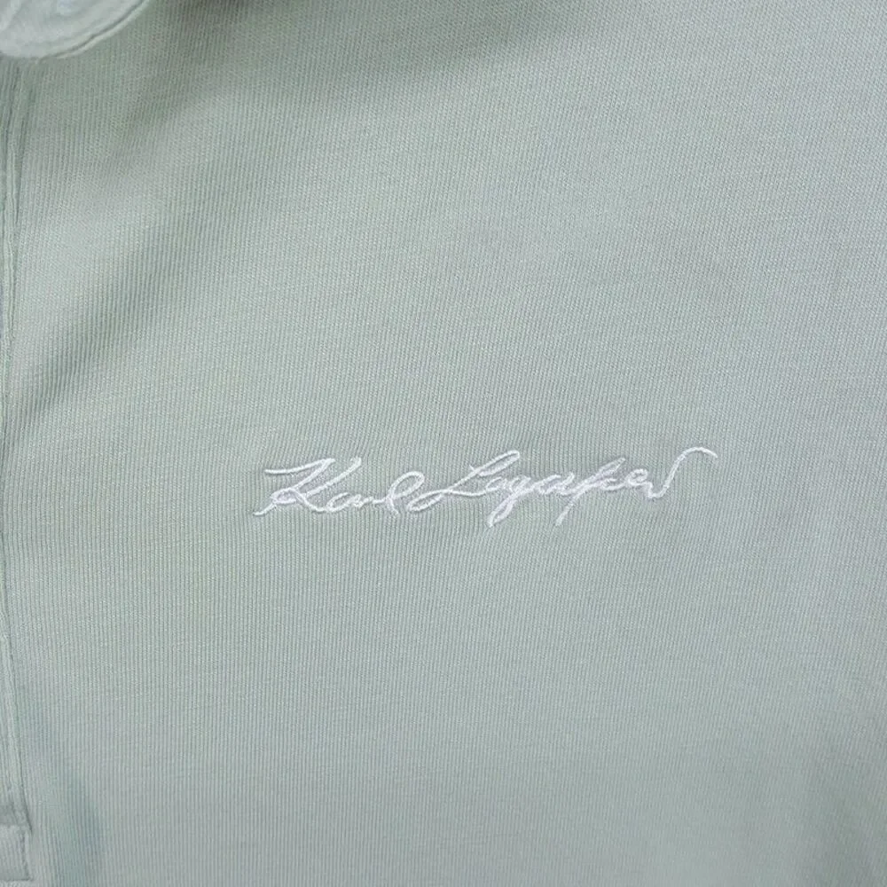KARL LAGERFELD Polo Shirt Mens Small Light Green Contrast Trim Stretch Logo $119 - Picture 2 of 7